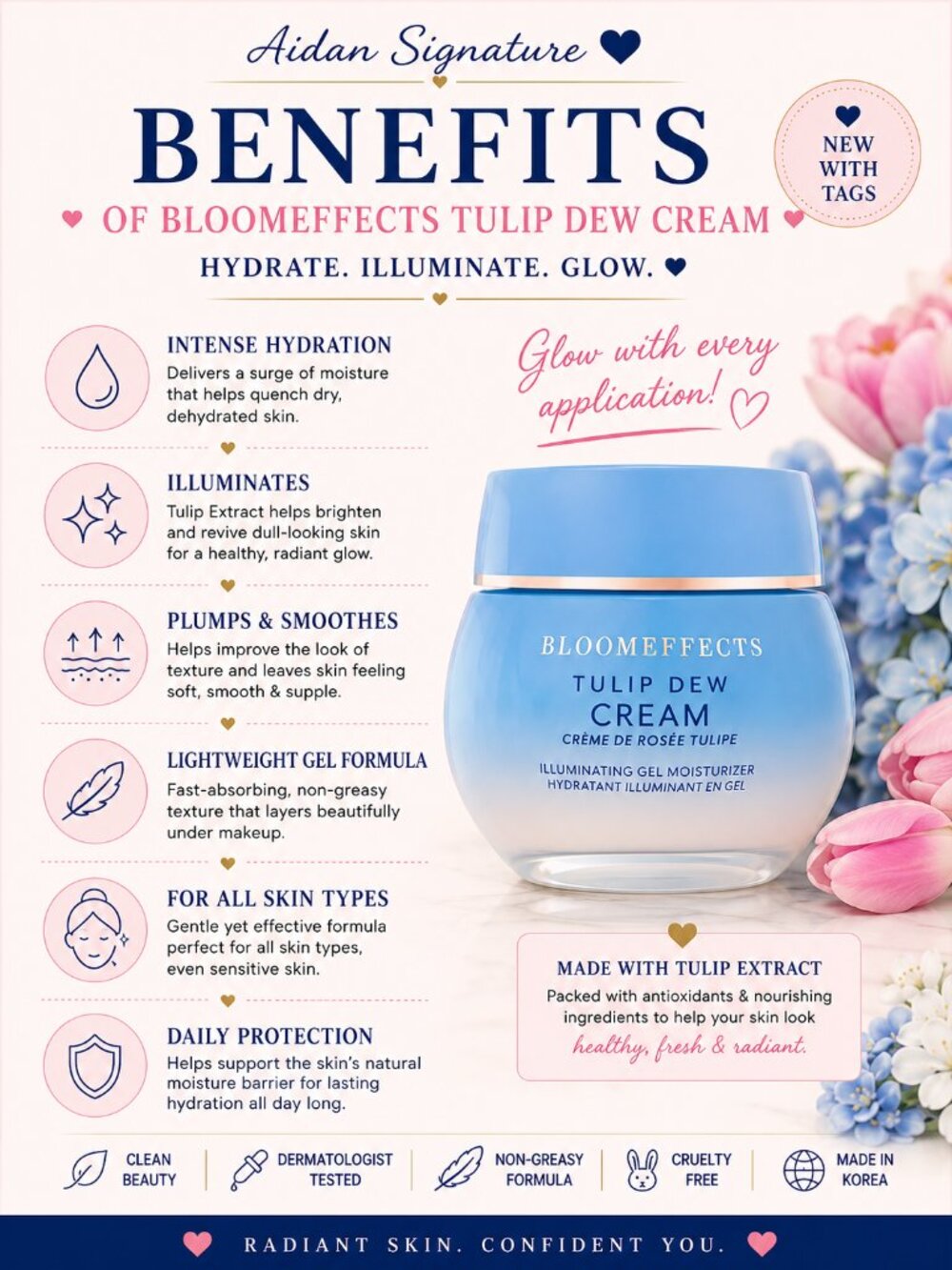 Bloomeffects Tulip Dew Cream Illuminating Gel Moisturizer 1.7 oz / 50 mL NWT - Picture 4 of 5